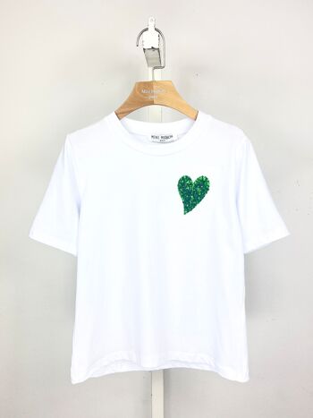 T-shirt en coton avec coeur en sequins fille 2