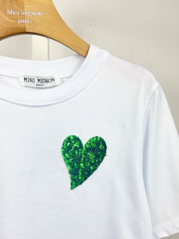 T-shirt en coton avec coeur en sequins fille 4