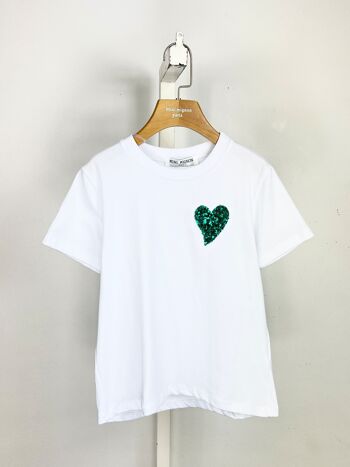 T-shirt en coton avec coeur en sequins fille 8