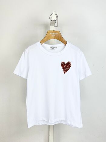 T-shirt en coton avec coeur en sequins fille 10