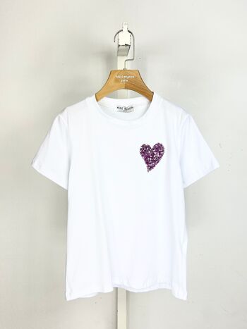 T-shirt en coton avec coeur en sequins fille 12