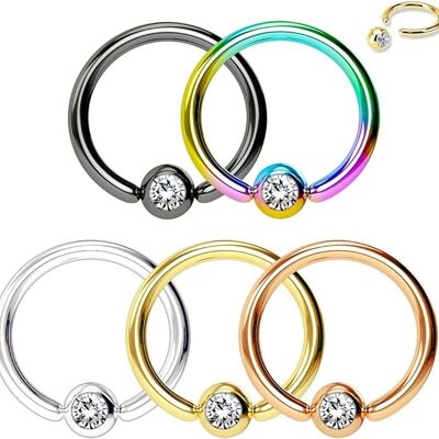 Set of Piercings in 316 L Surgical Steel and Zirconium - Set of 5 Nose Ring Piercings - 5 Different Colors of Steel