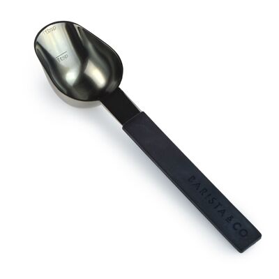 Cucchiaino dosatore per caffè di Barista & Co | Cucchiaio misurino in acciaio inossidabile nero, misura 1 cucchiaino o 1 cucchiaio per misurino!