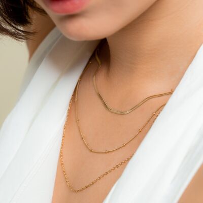 Thin triple row necklace