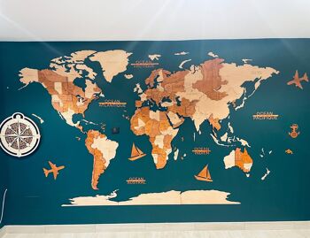 Carte du monde en bois langue française - Fabrication Française - Taille M 150 x 90 cm ou L 180 x 110 cm 1