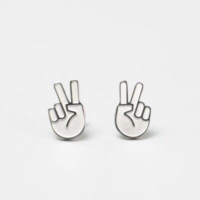 Stud earrings - silver - model PEACE
