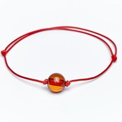 Bernsteinarmband, rote Schnur, Cognac