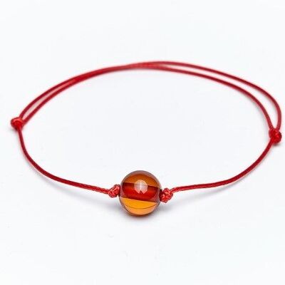 Amber bracelet red string cognac