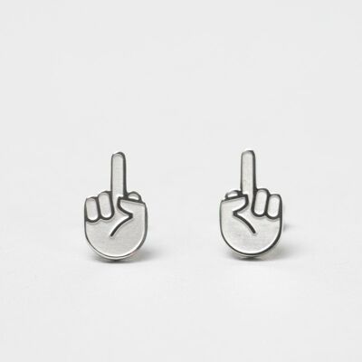 Stud earrings - silver - model F*CK YOU