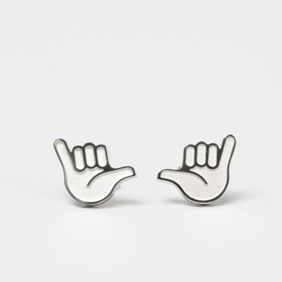 Stud earrings - silver - model HANG LOOSE