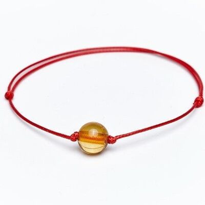 Bracelet ambre fil rouge miel
