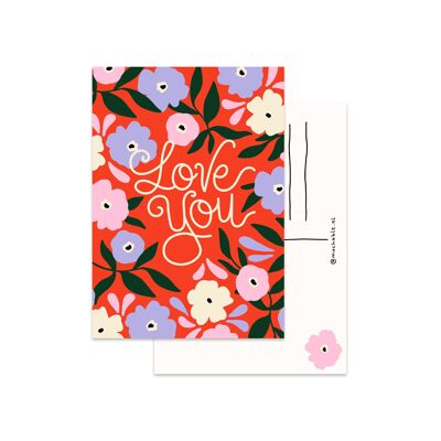 Carte citation Je t'aime - Saint Valentin - fleurs