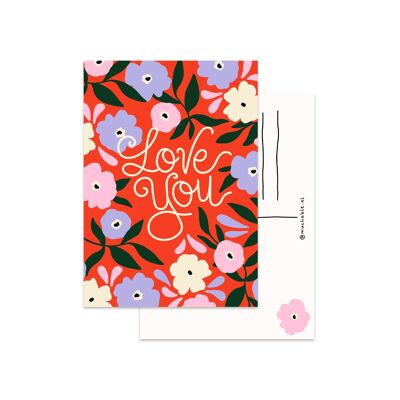 Kartenzitat „Ich liebe dich“ – Valentinstag – Blumen