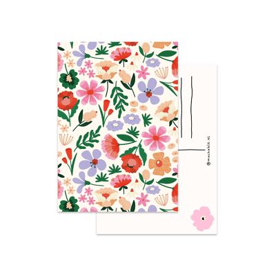 Diseño de patrón de flores de tarjeta - Día de San Valentín