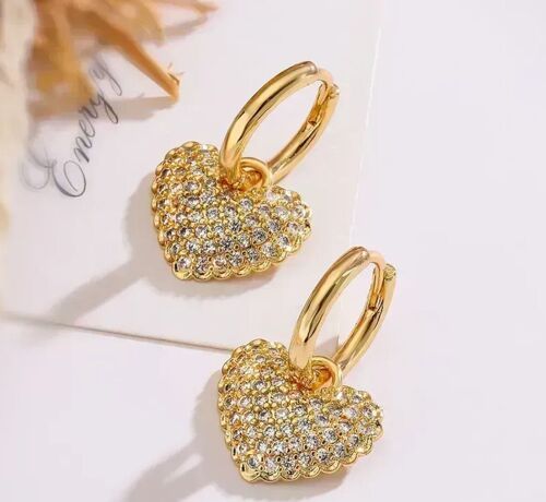 18K gold plated zirkonia heart earrings