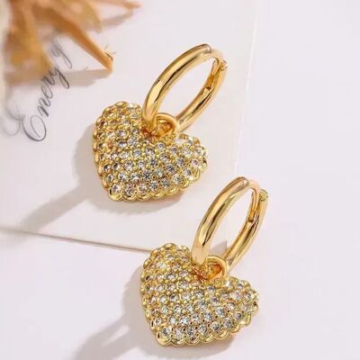 18K gold plated zirkonia heart earrings