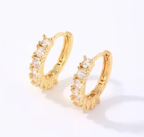 Casual Simple Style Shiny Round Plating Copper Zircon Gold Plated Earrings