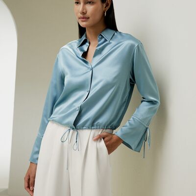 LILYSILK x NATASHA Seidenbluse mit Kordelzug