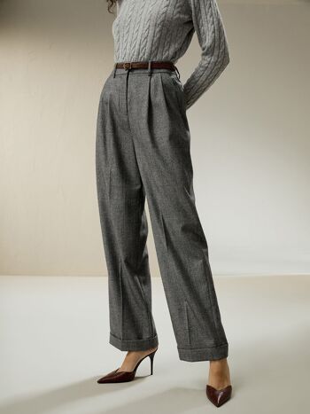 Pantalon de costume large en flanelle de laine 12