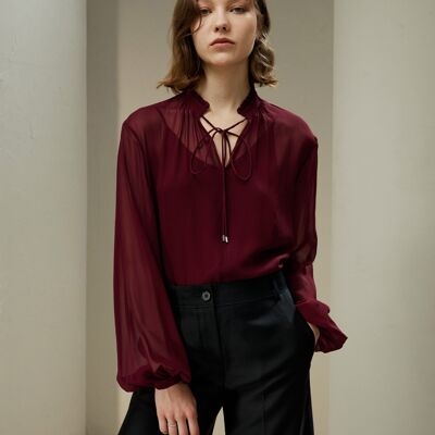 Georgette blouse with tie collar
