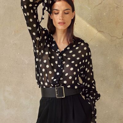 Georgette blouse with polka dots