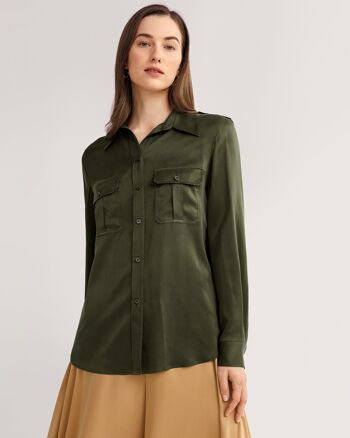 Chemise en soie lavée au sable à épaulettes 25