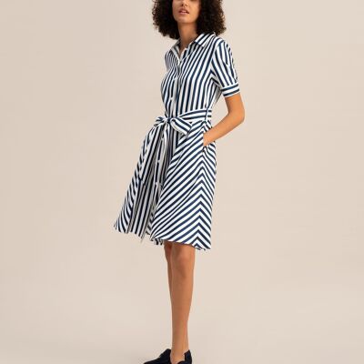 The Amalfi stripe silk shirt dress with belt