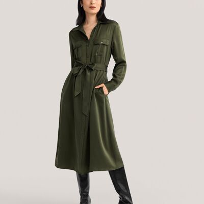 Sandwashed trench dress with pockets