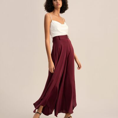 Wide-cut silk fig pants