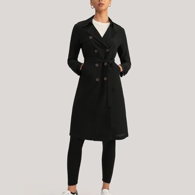 Classic double-breasted silk trench coat