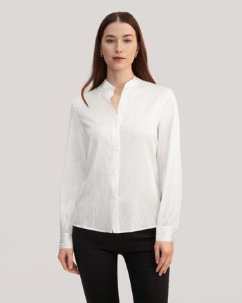 Chemise en soie rayée en tissu jacquard 1