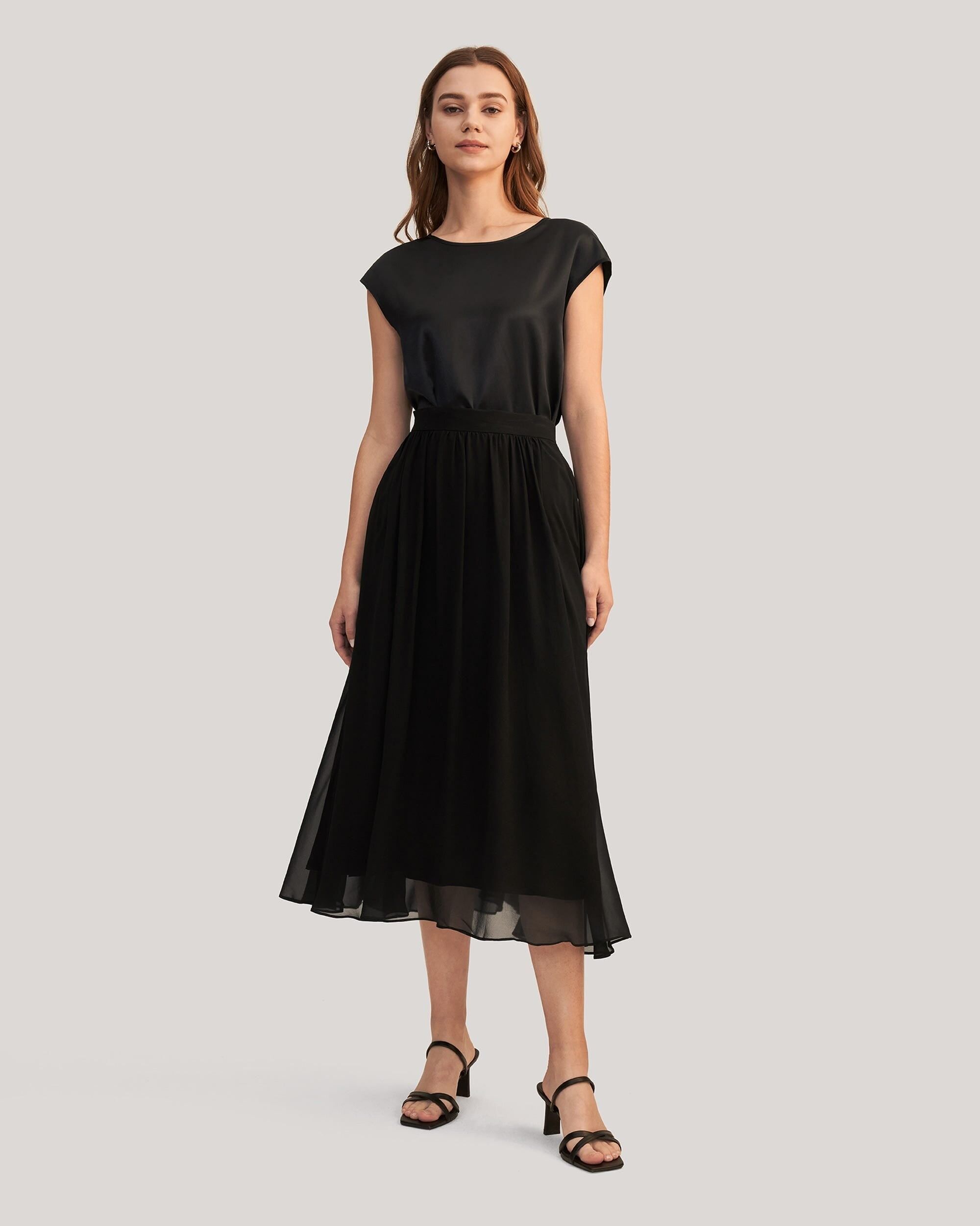 Two-layer silk tulle skirt