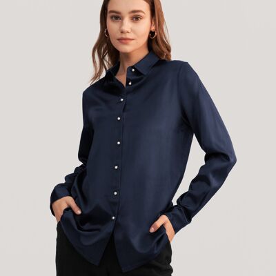 Classic silk shirt with pearl buttons