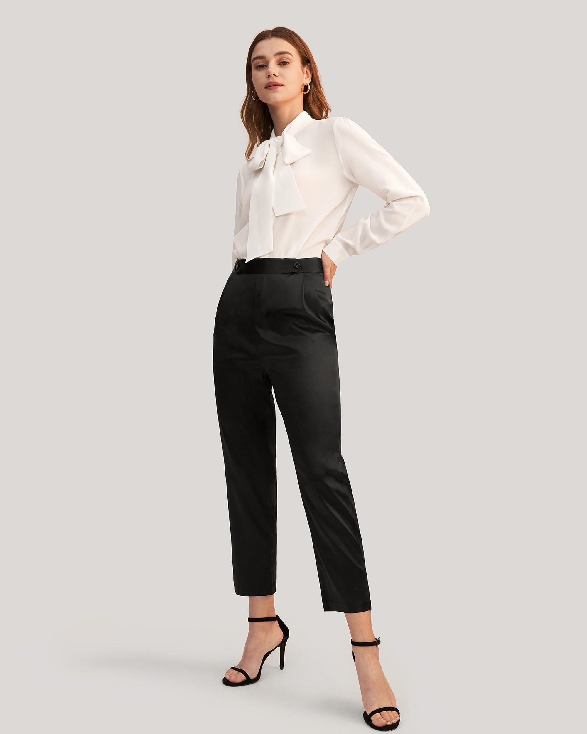 Comfortable fit silk cigarette trousers