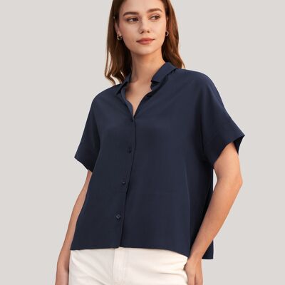 Casual loose silk T-shirt with short sleeves