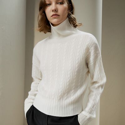 Classic cable knit turtleneck sweater