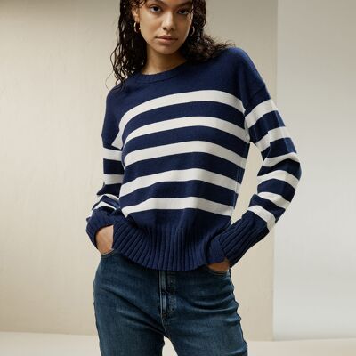 Ultra-fine cashmere Breton stripe sweater