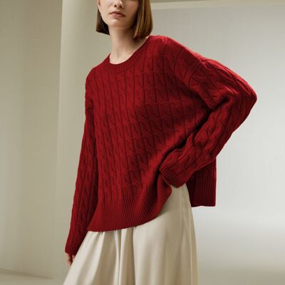Round neck sweater made from ultra-fine merino wool