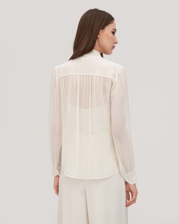 Blouse jasmin en soie avec noeud papillon pour femme 18