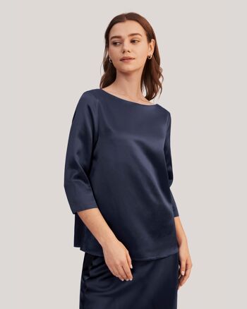 Blouse en soie à manches 3/4 et encolure bateau 10