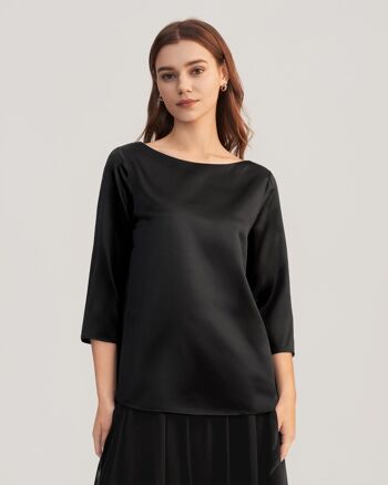 Blouse en soie à manches 3/4 et encolure bateau 13