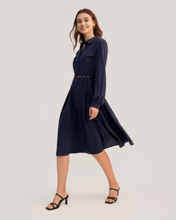 Robe rétro gracieuse en soie à manches longues pour femmes 6