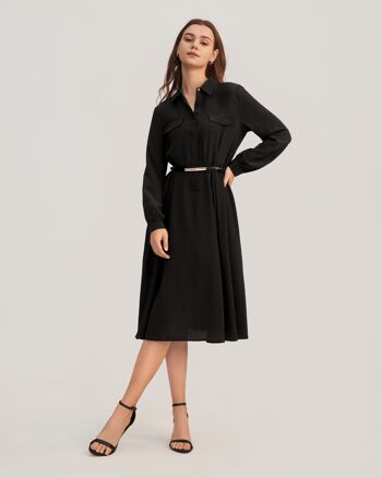 Robe rétro gracieuse en soie à manches longues pour femmes 7