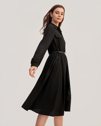 Robe rétro gracieuse en soie à manches longues pour femmes 11