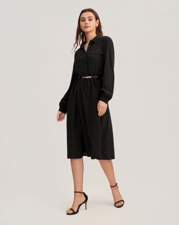 Robe rétro gracieuse en soie à manches longues pour femmes 12