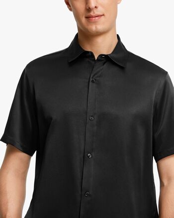 Chemise de luxe en soie à manches courtes pour homme 14