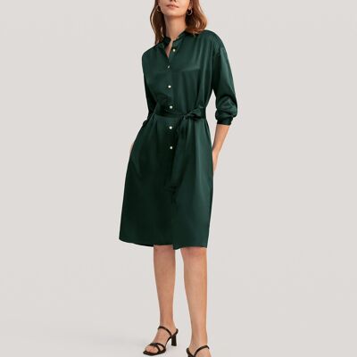 Strappy silk shirt dress with belt