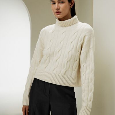 Cashmere cable knit turtleneck sweater