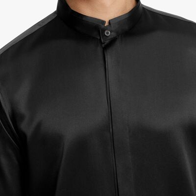 Classic concealed silk men's shirt with button placket