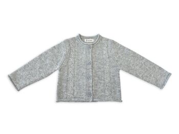 Cardigan tressé ''Carlo'' en gris chiné 1